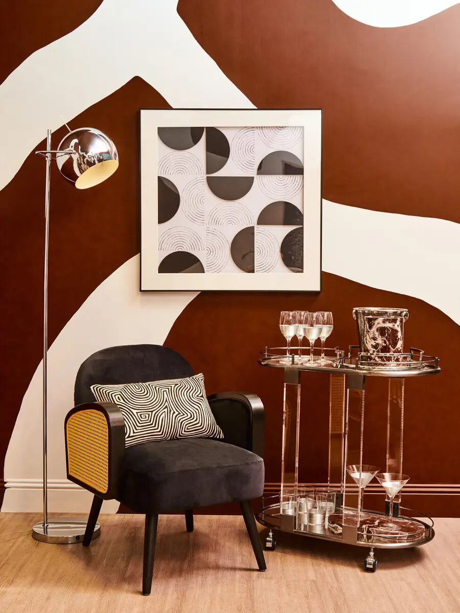 Hala Black Velvet Armchair