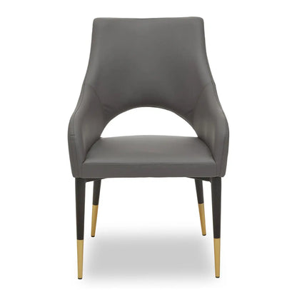 Gilden Grey Leather Effect Dining Chair with Gold Tip Legs