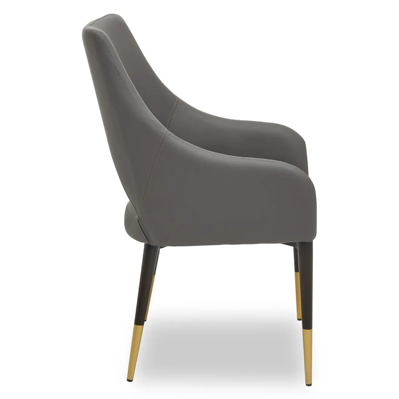 Gilden Grey Leather Effect Dining Chair with Gold Tip Legs