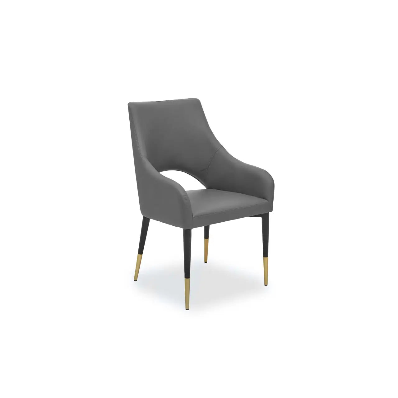 Gilden Grey Leather Effect Dining Chair with Gold Tip Legs