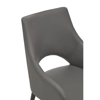 Gilden Grey Leather Effect Dining Chair with Gold Tip Legs