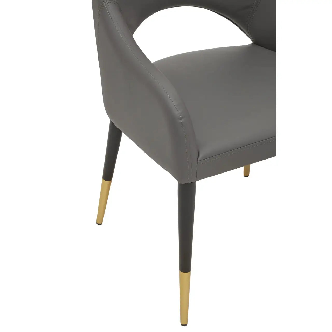 Gilden Grey Leather Effect Dining Chair with Gold Tip Legs