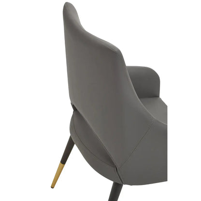 Gilden Grey Leather Effect Dining Chair with Gold Tip Legs