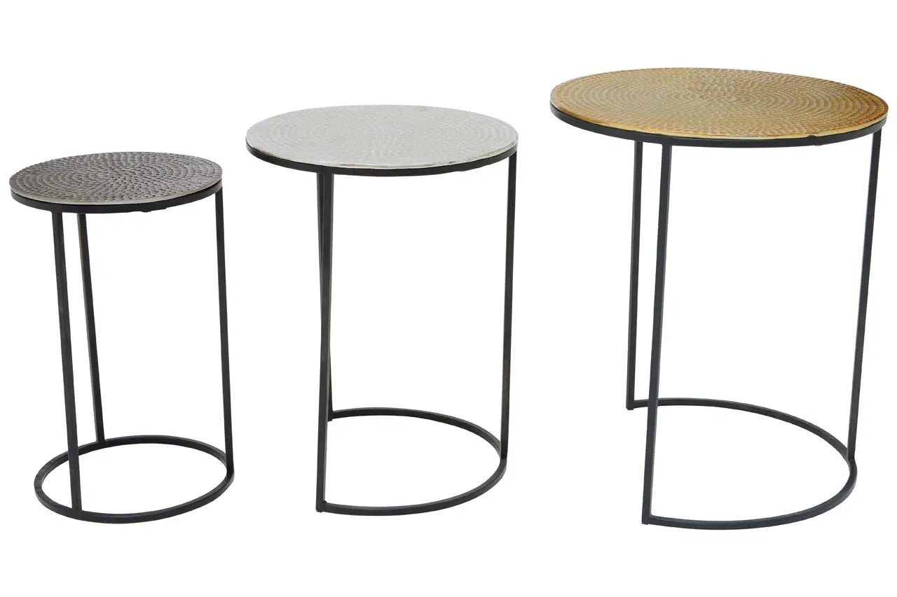 Elias Nest Of Three Hammered Metal Tables