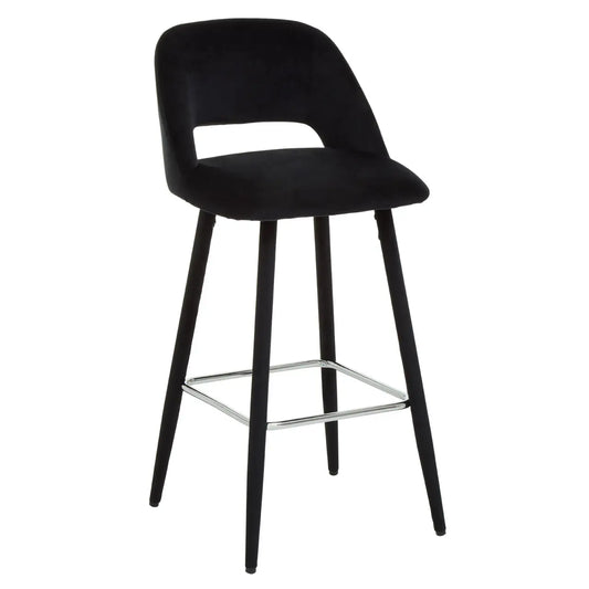 Warren Black Velvet Bar Chair