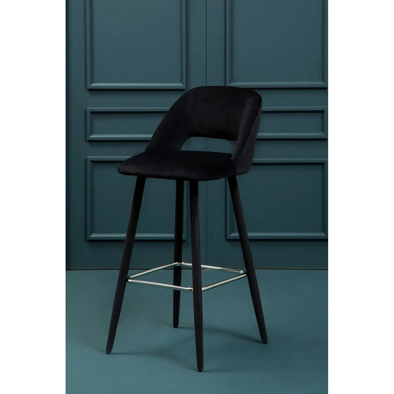 Warren Black Velvet Bar Chair