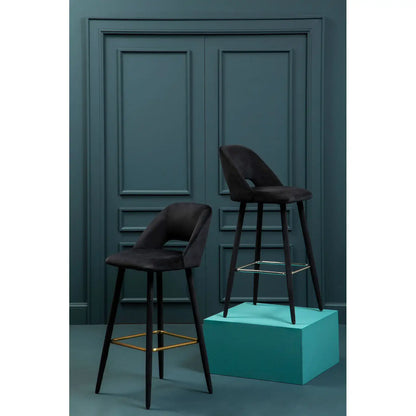 Warren Black Velvet Bar Chair