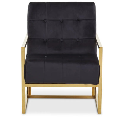 Hana Black Velvet Chair With Gold Frame