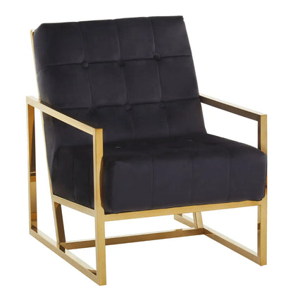 Hana Black Velvet Chair With Gold Frame