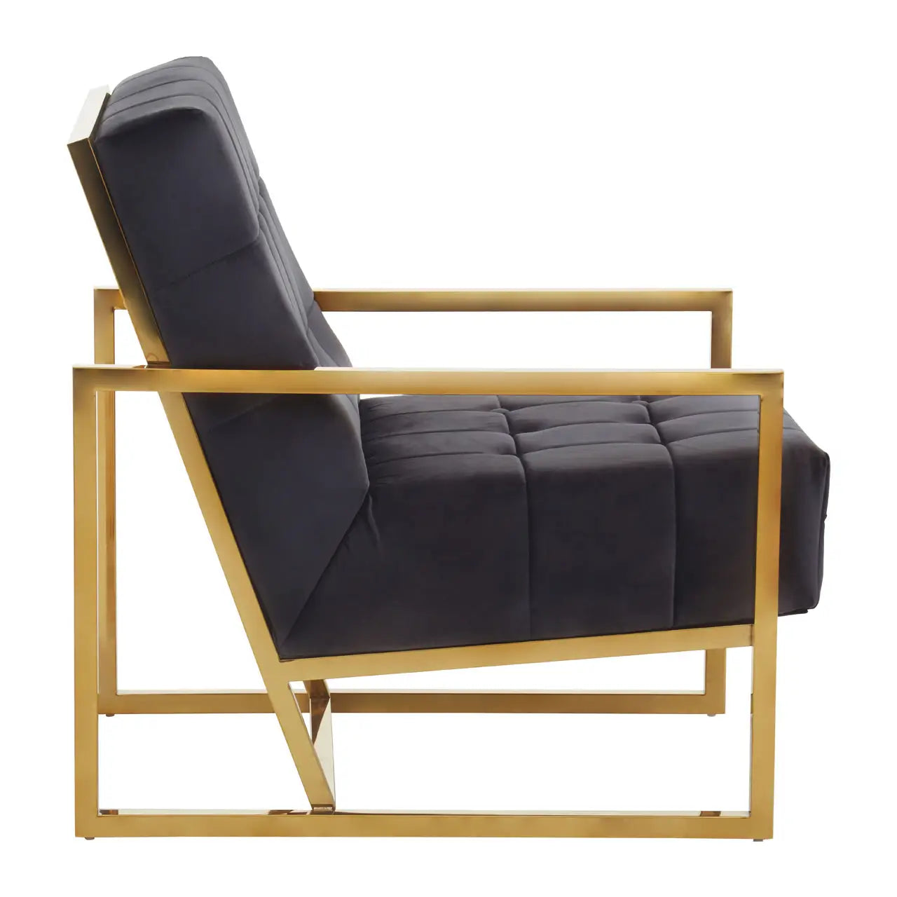 Hana Black Velvet Chair With Gold Frame