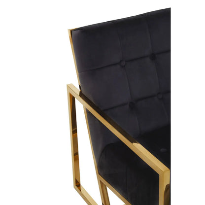 Hana Black Velvet Chair With Gold Frame