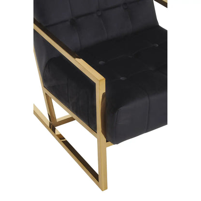 Hana Black Velvet Chair With Gold Frame