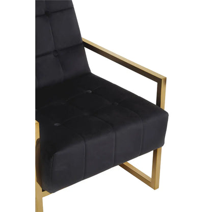 Hana Black Velvet Chair With Gold Frame