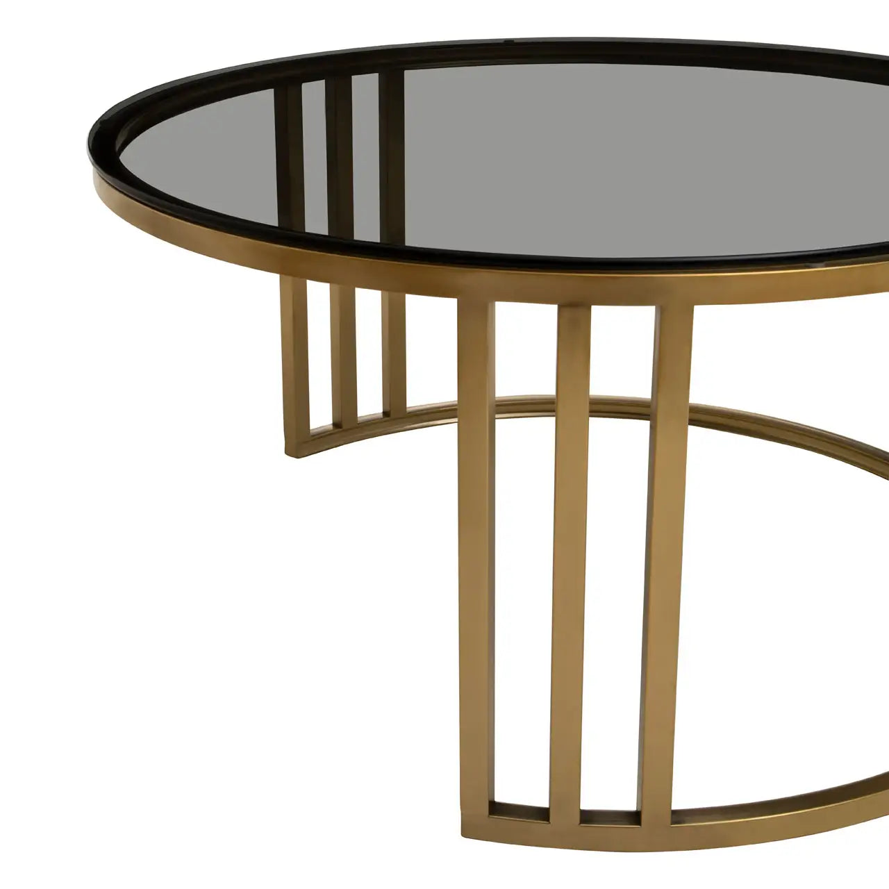 Alana Round Set of 2 Round Nesting Coffee Tables in Gold Base and Glass Top