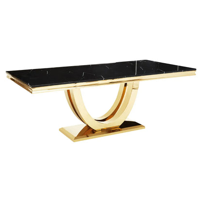 Moda Black Marble Rectangular Dining Table