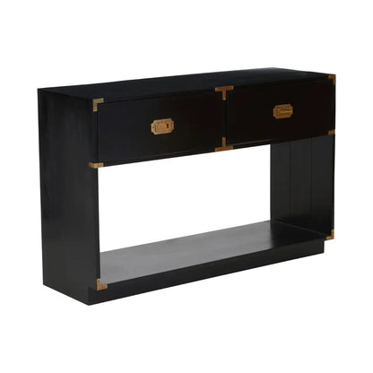 Sarter Two Drawer Black Mango Wood Console Table