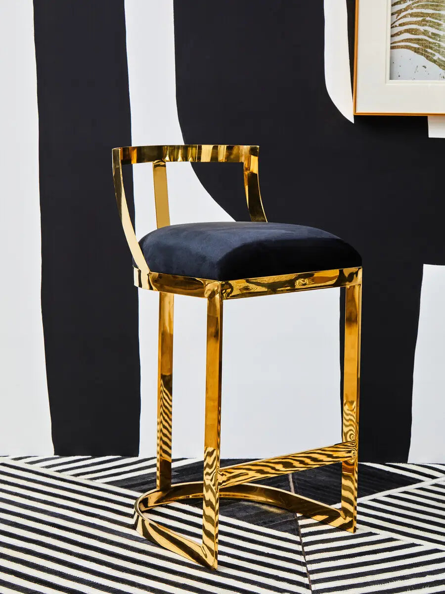 Azalea Black Velvet Bar Stool