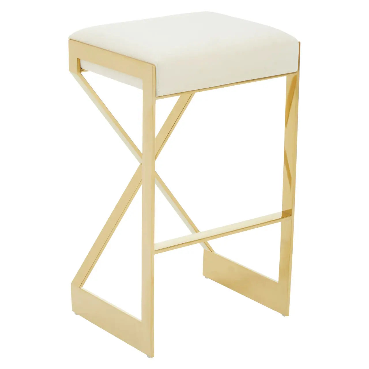 Azalea Ivory And Gold Finish Bar Stool