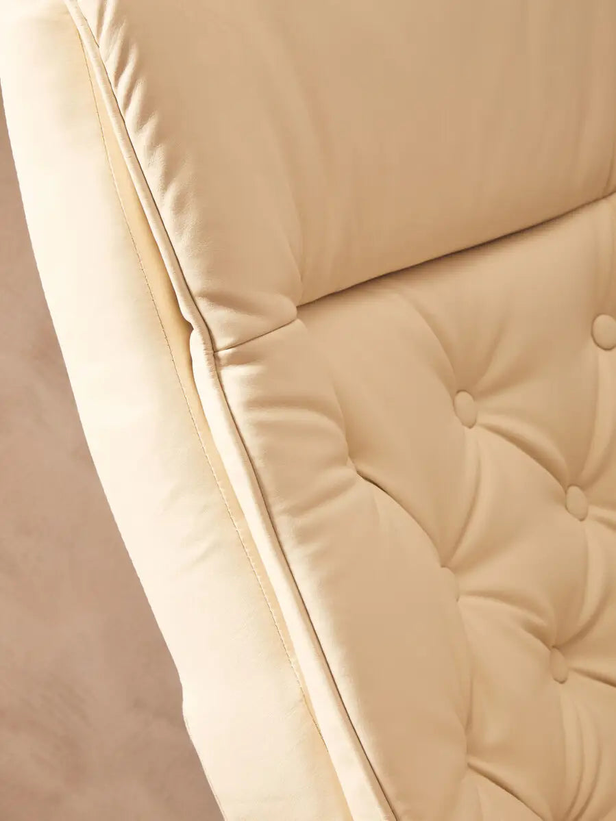 Warrington Ivory Leather Effect Recliner And Footstool