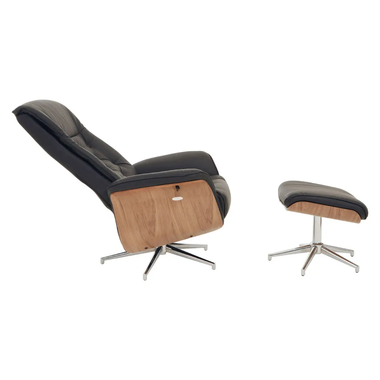 Warrington Black Leather Effect Recliner And Footstool