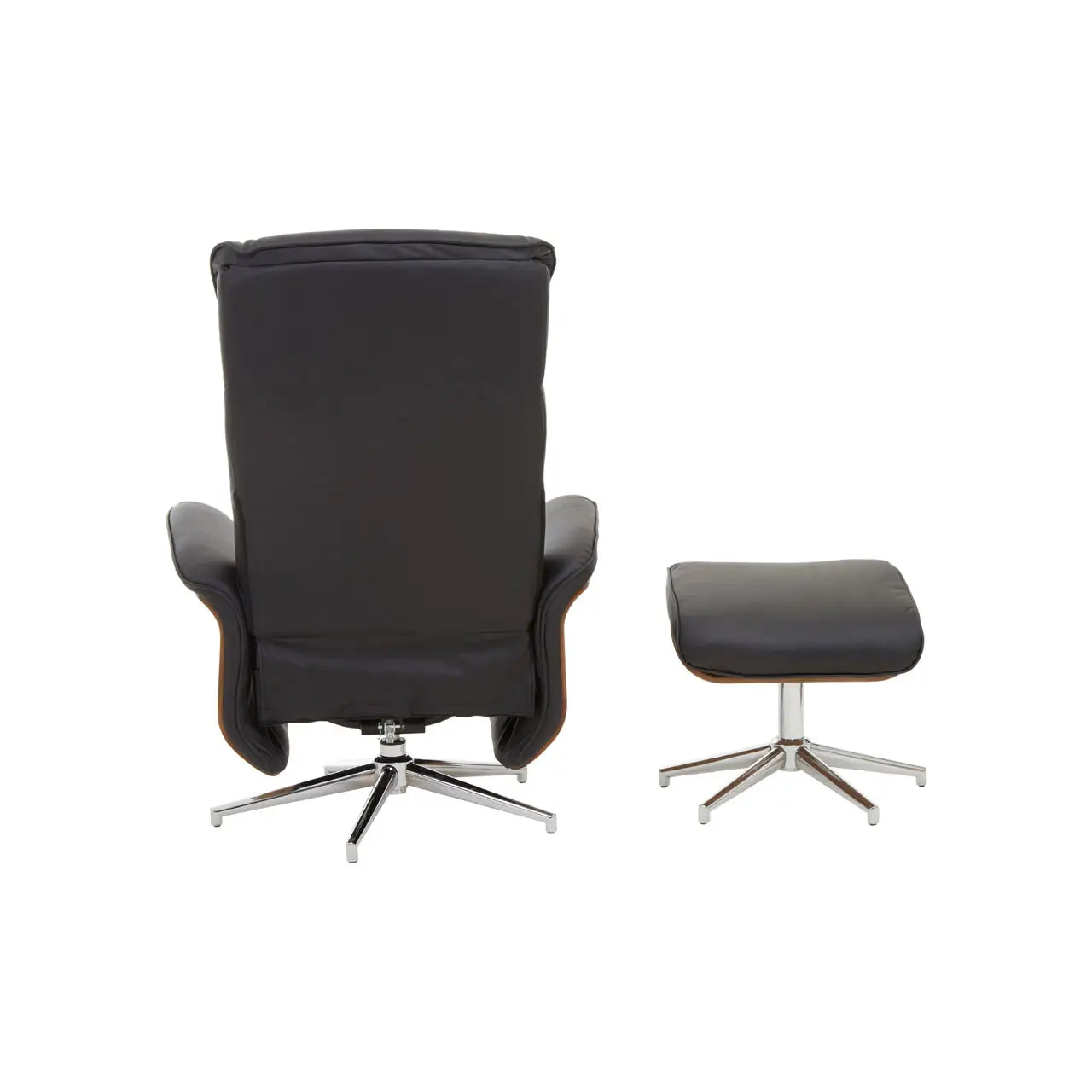 Warrington Black Leather Effect Recliner And Footstool