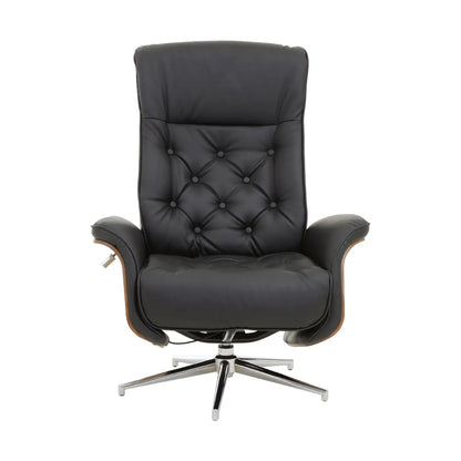 Warrington Black Leather Effect Recliner And Footstool