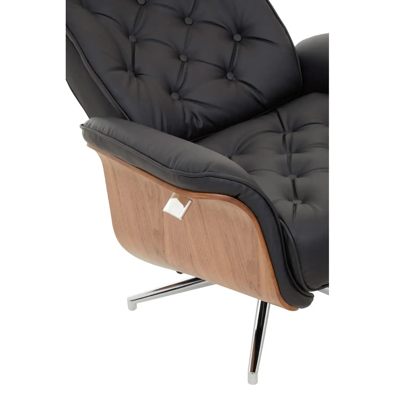 Warrington Black Leather Effect Recliner And Footstool