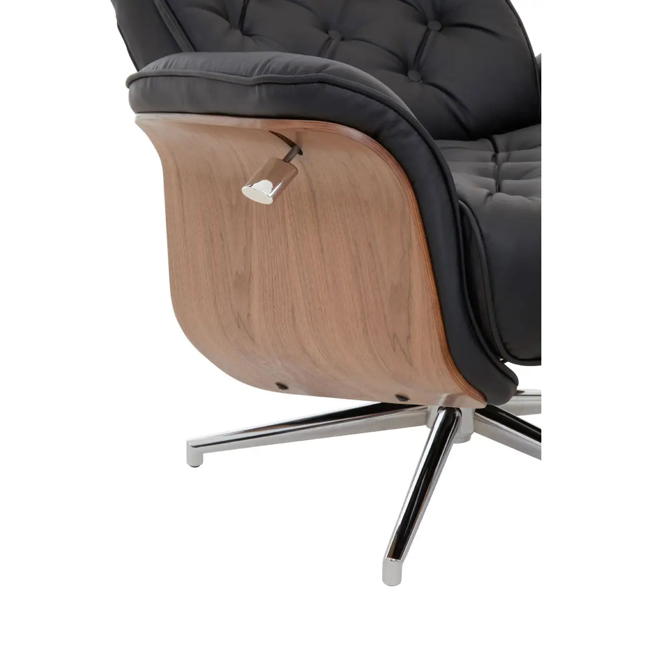 Warrington Black Leather Effect Recliner And Footstool