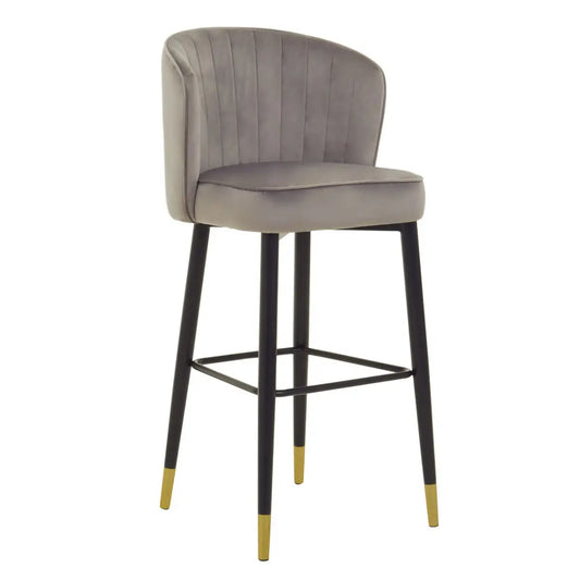 Vieste Grey Velvet Bar Chair