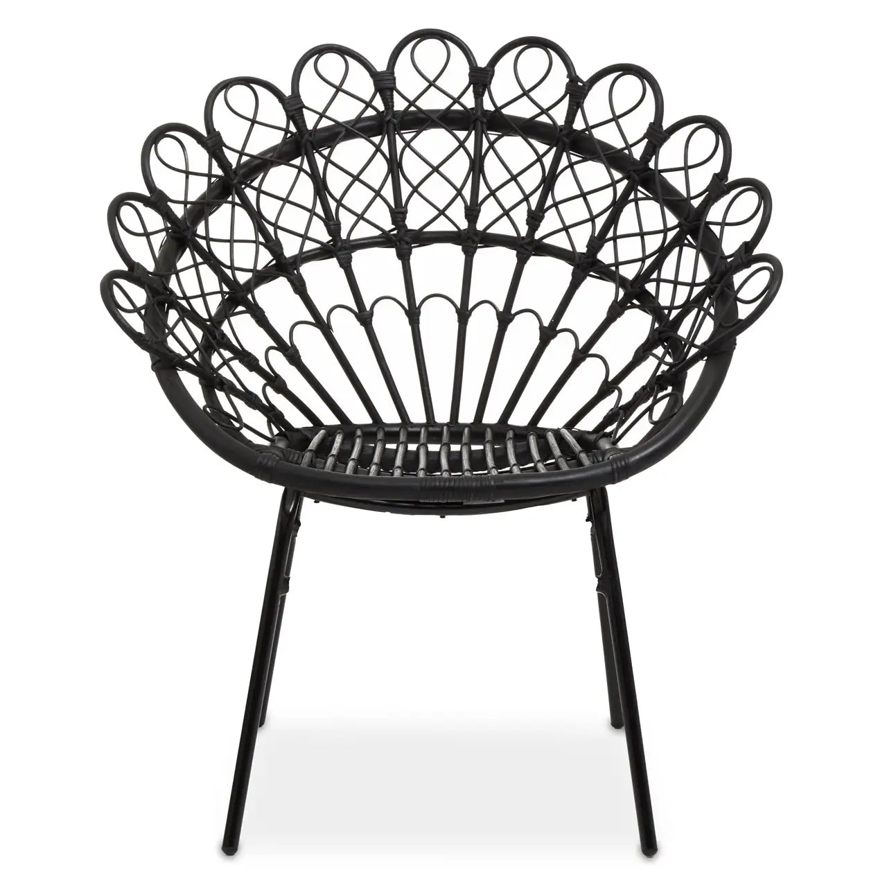 Java Black Natural Rattan Peacock Chair