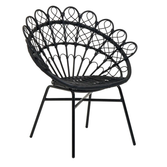 Java Black Natural Rattan Peacock Chair