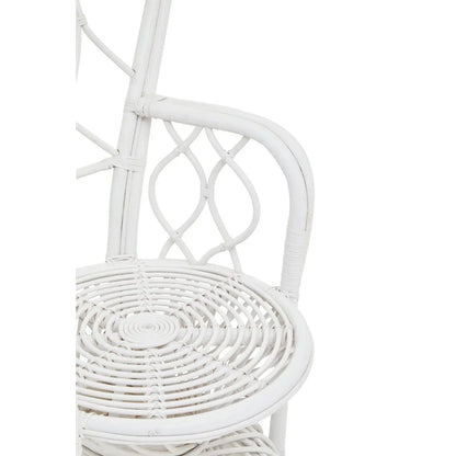 Java Grey And White Natural Rattan Curved Chair