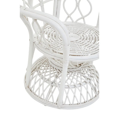 Java Grey And White Natural Rattan Curved Chair