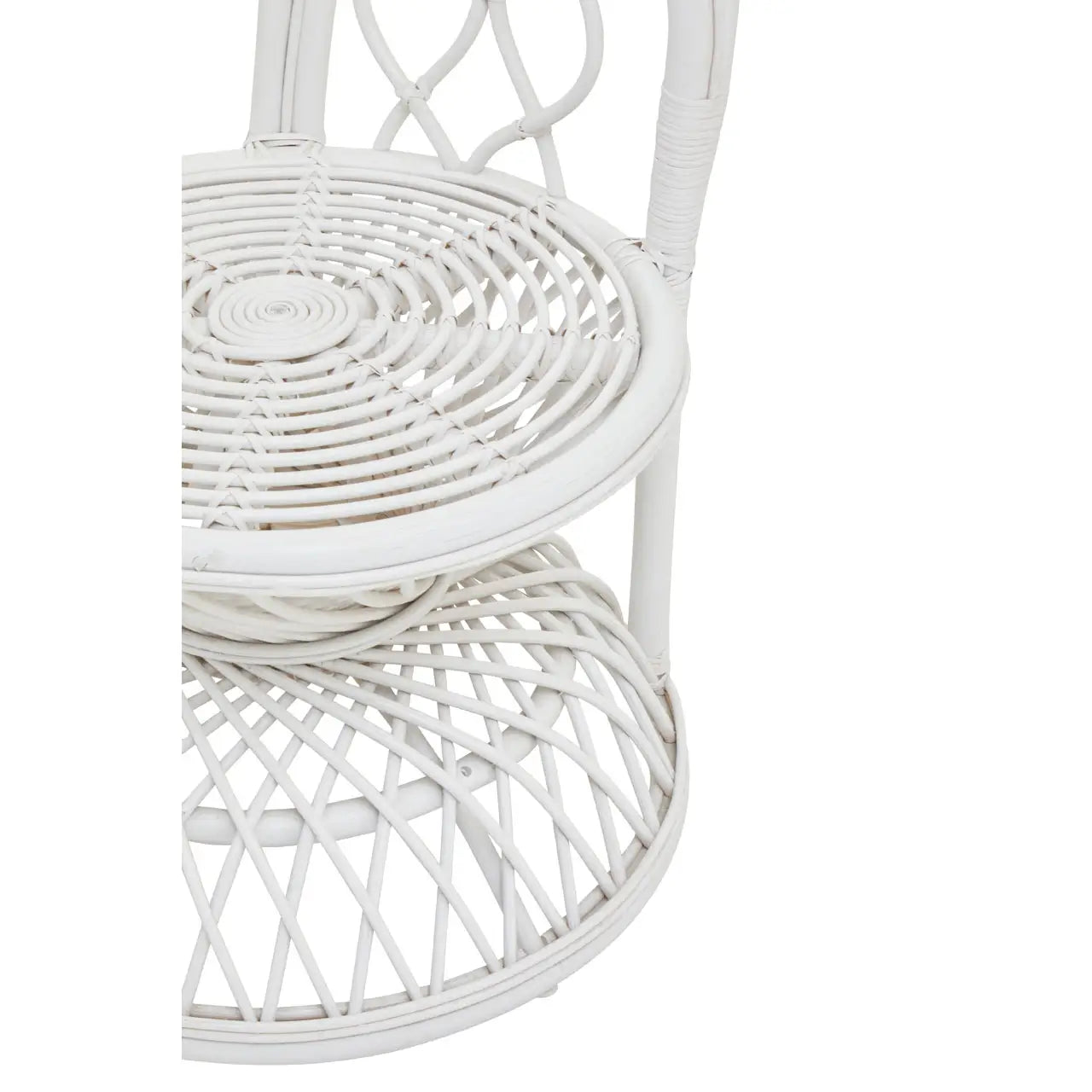 Java Grey And White Natural Rattan Curved Chair