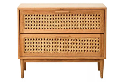 Lyon Rattan and Oak Wood Two Drawer Chest