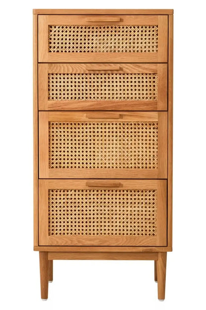 Lyon Rattan and Oak Three Drawer Wood Chest