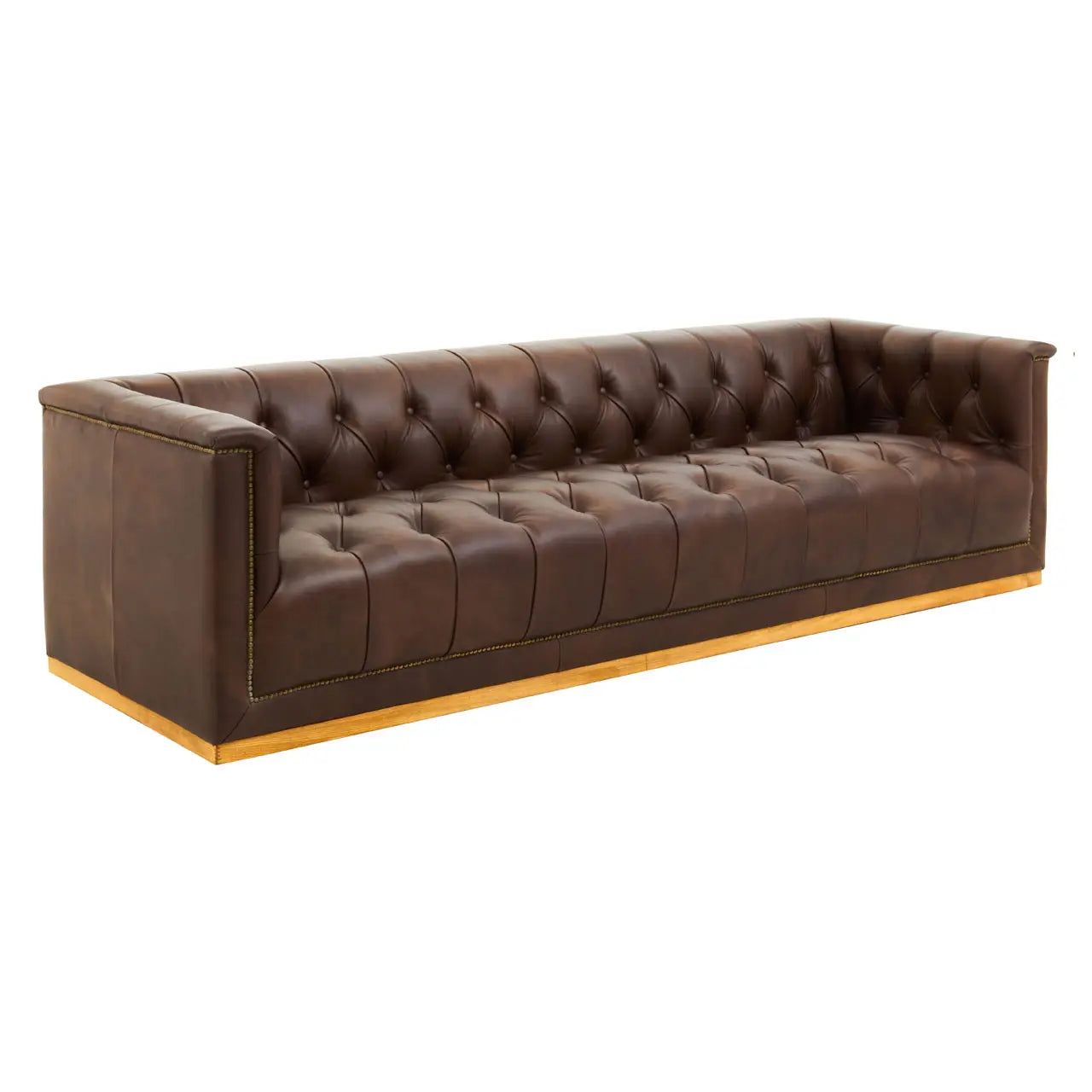 King Three Seater Tufted Leather Sofa