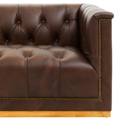 King Three Seater Tufted Leather Sofa