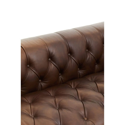 King Three Seater Tufted Leather Sofa