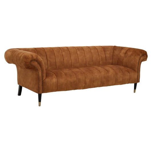 Siena Three Seat Gold Velvet Sofa