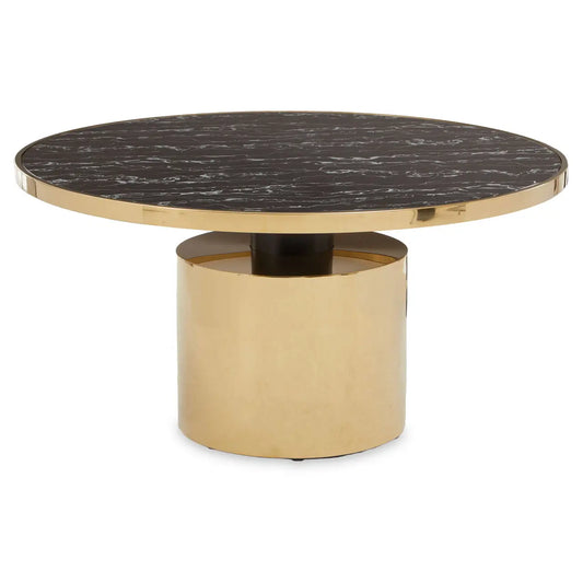 Oria Black Marble Effect Gold Base Coffee Table