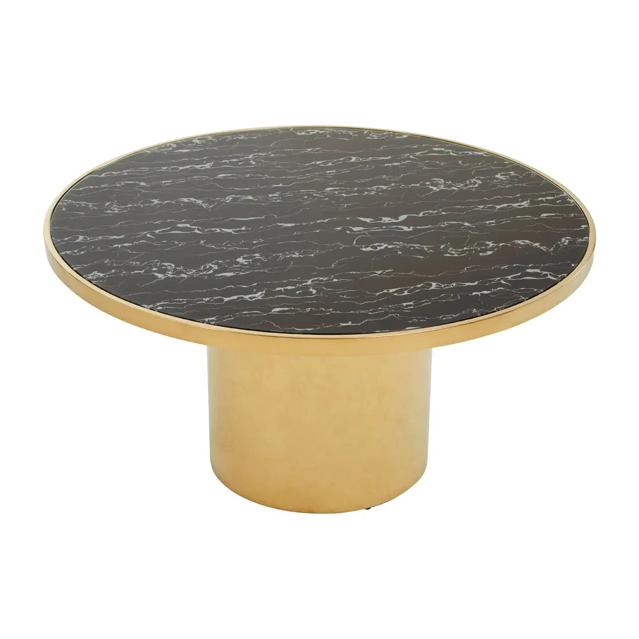 Oria Black Marble Effect Gold Base Coffee Table