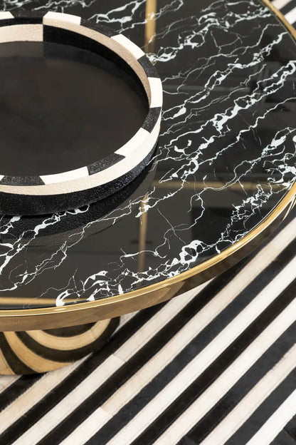 Oria Black Marble Effect Gold Base Coffee Table