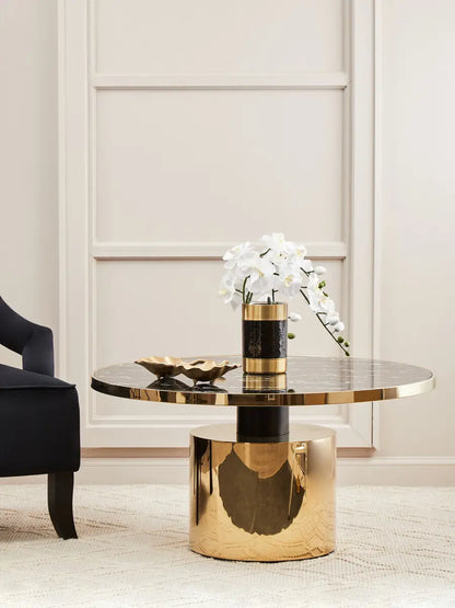 Oria Black Marble Effect Gold Base Coffee Table