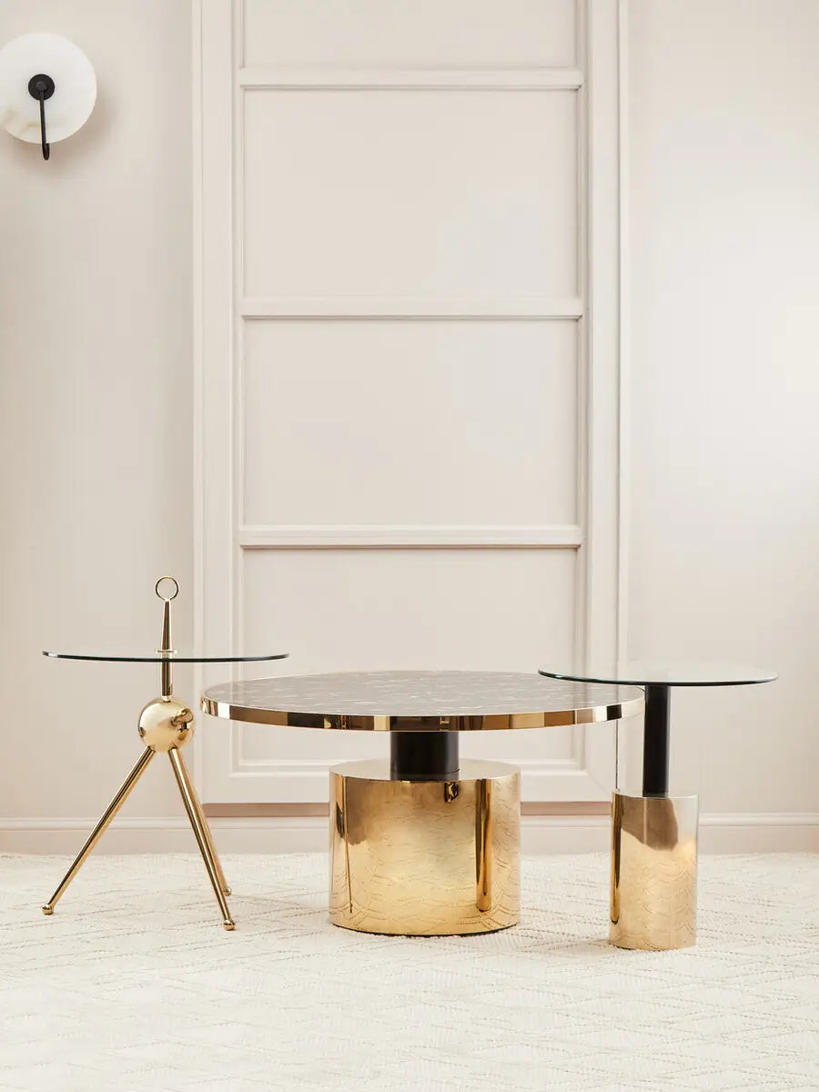 Oria Black Marble Effect Gold Base Coffee Table