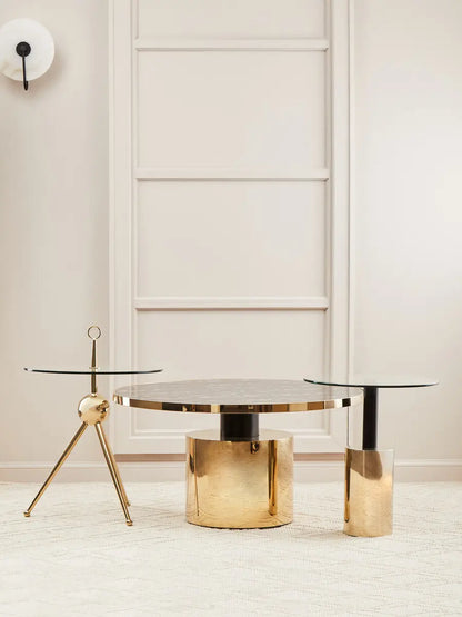 Oria Black Marble Effect Gold Base Coffee Table