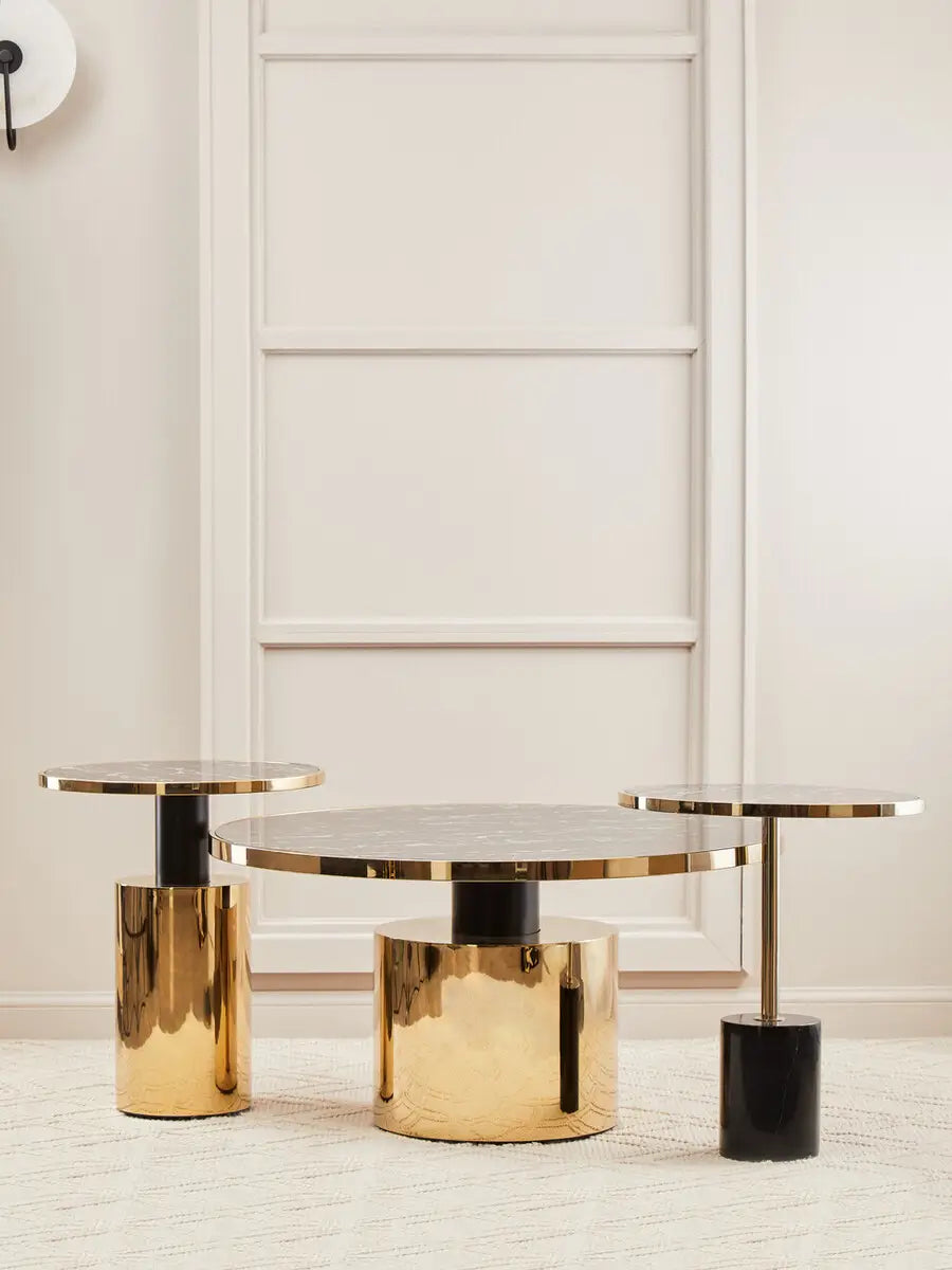 Oria Black Marble Effect Gold Base Coffee Table