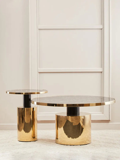 Oria Black Marble Effect Gold Base Coffee Table