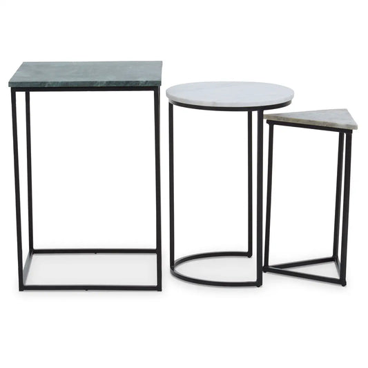 Mandoli Nest Of 3 Assorted Marble Tables