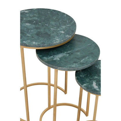 Mandoli Nest Of 3 Green Marble Tables